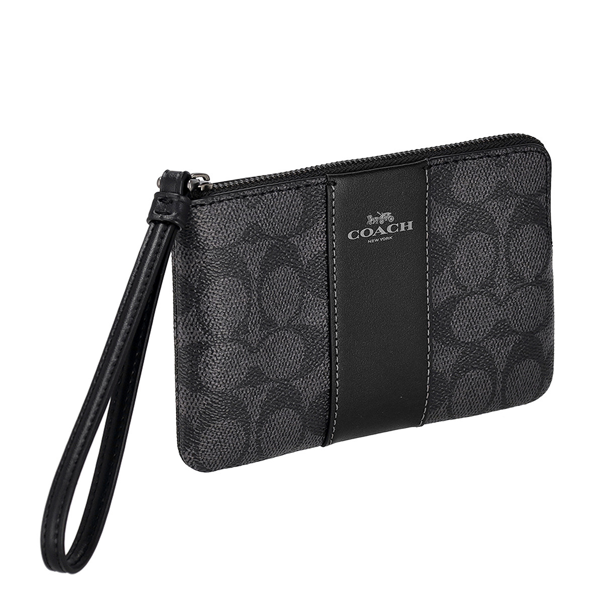 コーチ職 製造所 逃げ口 COACH FACTORY 合切袋 小入れもの ジップ 商品目録ネットボール マルチ入れもの CW854 QBMI5 レディース 濃灰色+黒いこと