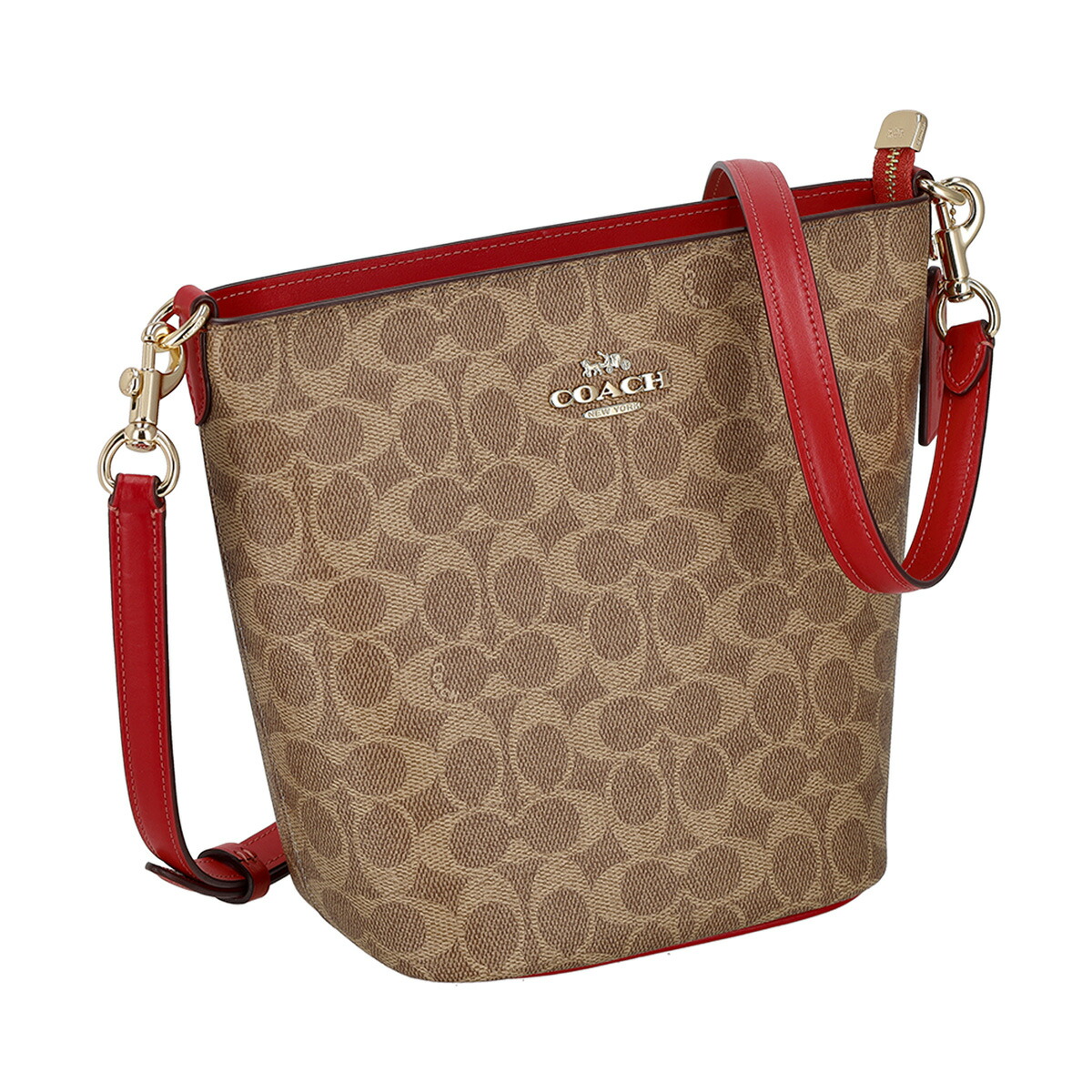 コーチ ファクトリー アウトレット COACH FACTORY バッグ ショルダーバッグ 斜め掛けバッグ 肩掛けバッグ CCL33 IMYGS ローガン ダッフル バッグ シグネチャー キャンバス レディース ブラウン+レッド