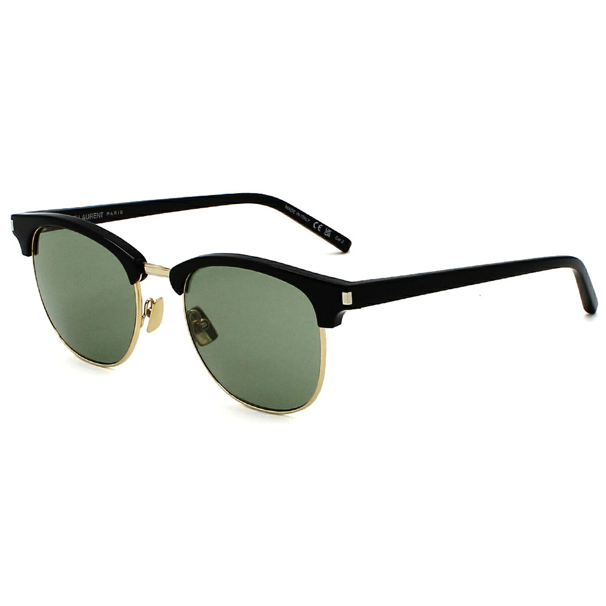 サンローラン SAINT LAURENT サングラス ノーズパット UVカット アイウェア サーモント SL 108-014 メンズ レディース ユニセックス ブラック+ゴールド+グリーン 国内正規品｜Salada Bowl-おしゃれブランド通販