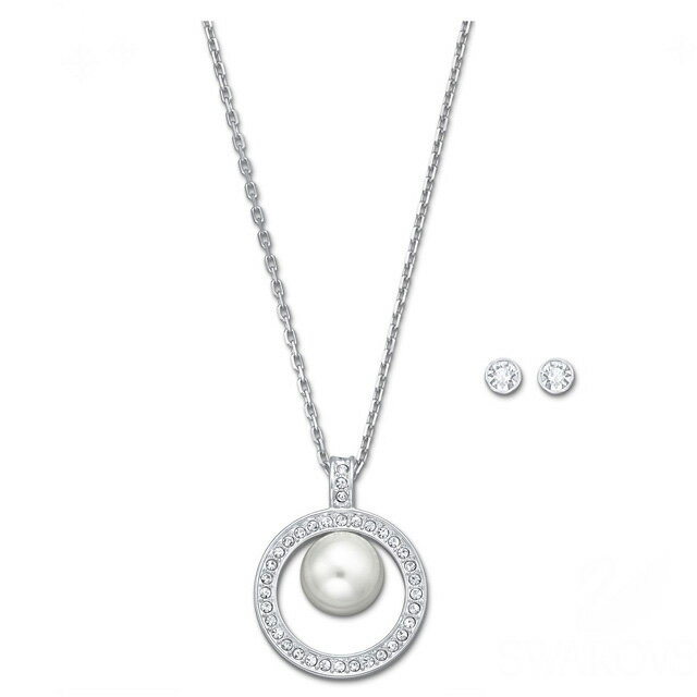 スワロフスキー SWAROVSKI Appear ホワイトクリスタル・パール クリスタル サークル ペンダント/クリスタル ピアス セット 5048087 15,246円
