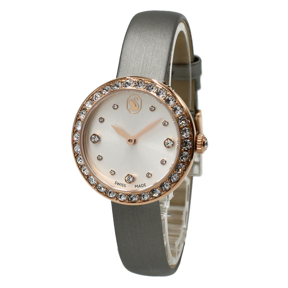 SWAROVSKI アナログ腕時計 グレーベージュ スワロフスキー 腕時計 レディース グレージュ レザー 上品