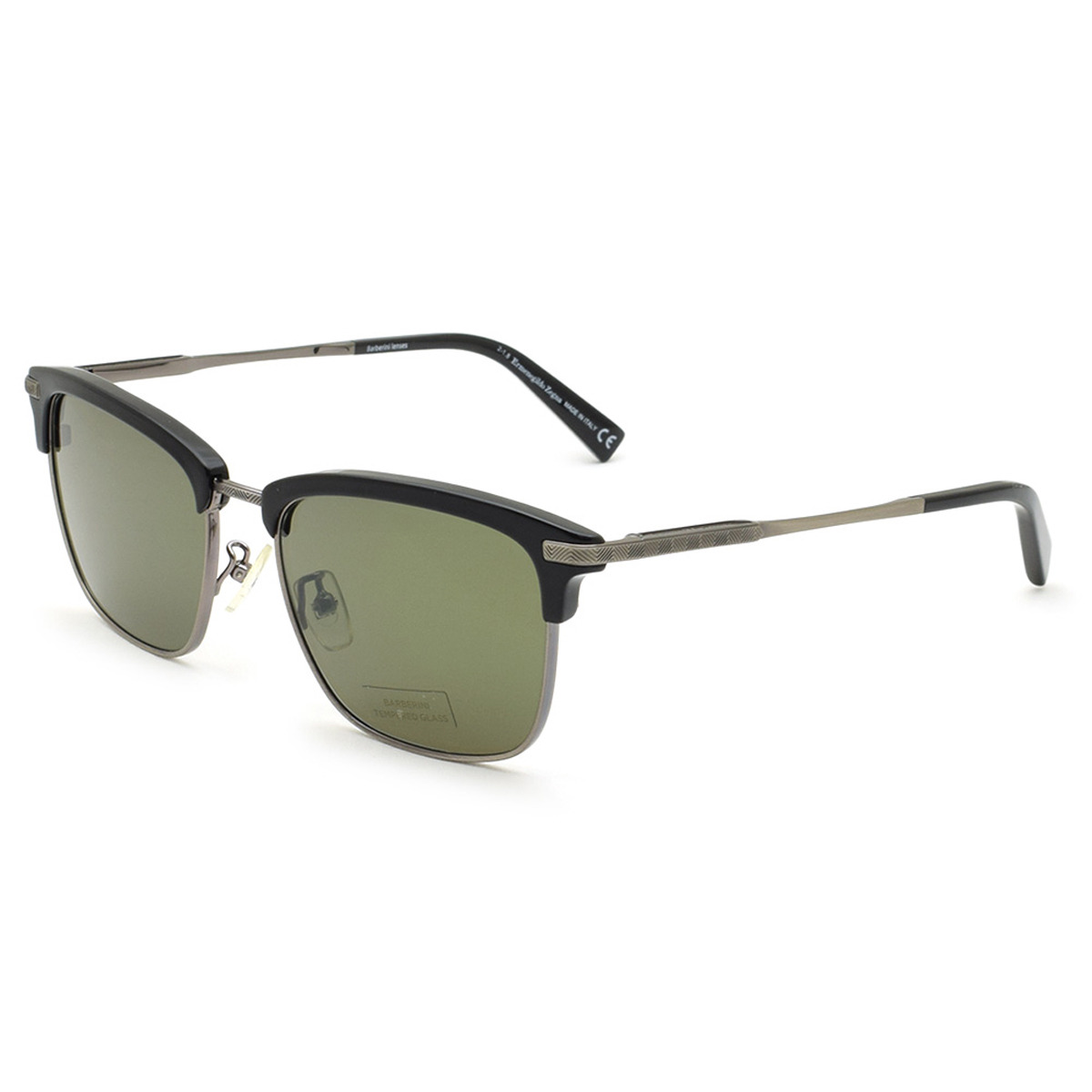 ゼニア ZEGNA サングラス ノーズパッド UVカット アイウェア サーモント EZ0092-D/D 01N 55 メンズ ブラック+ガンメタル+カーキグリーン