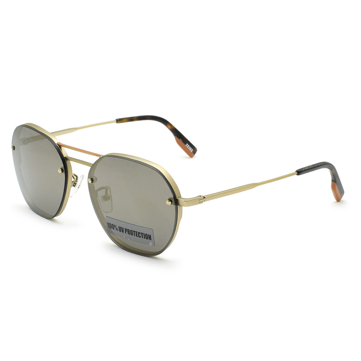 ゼニア ZEGNA サングラス ノーズパッド UVカット アイウェア ウェリントン EZ0105-F/S 32C 57 メンズ マットゴールド+グレーゴールド