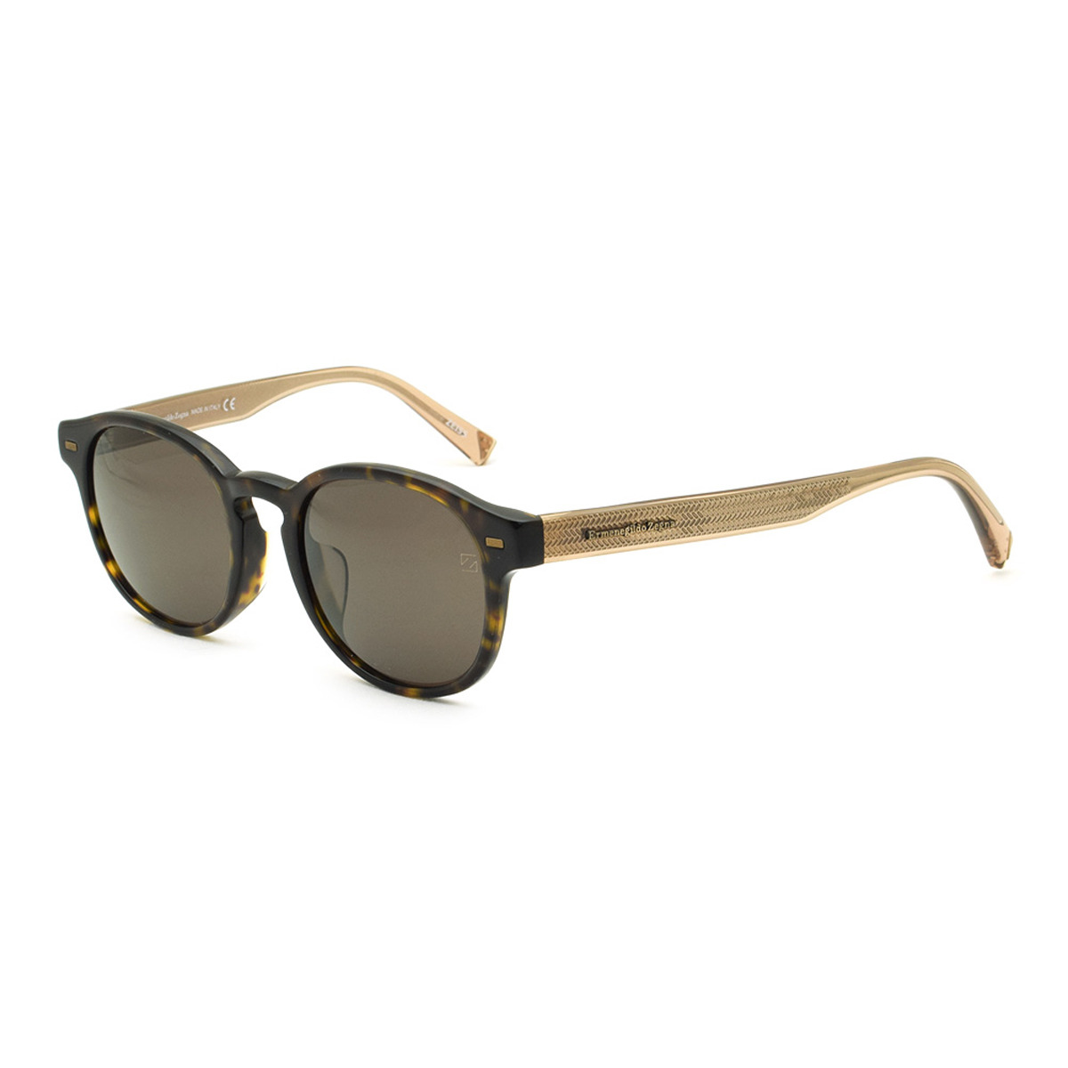 ゼニア ZEGNA エルメネジルド・ゼニア サングラス アジアンフィット UVカット アイウェア ボストン EZ0029-F/S 52J 53 メンズ ハバナ+クリアブラウン+ブラウン 海外正規品