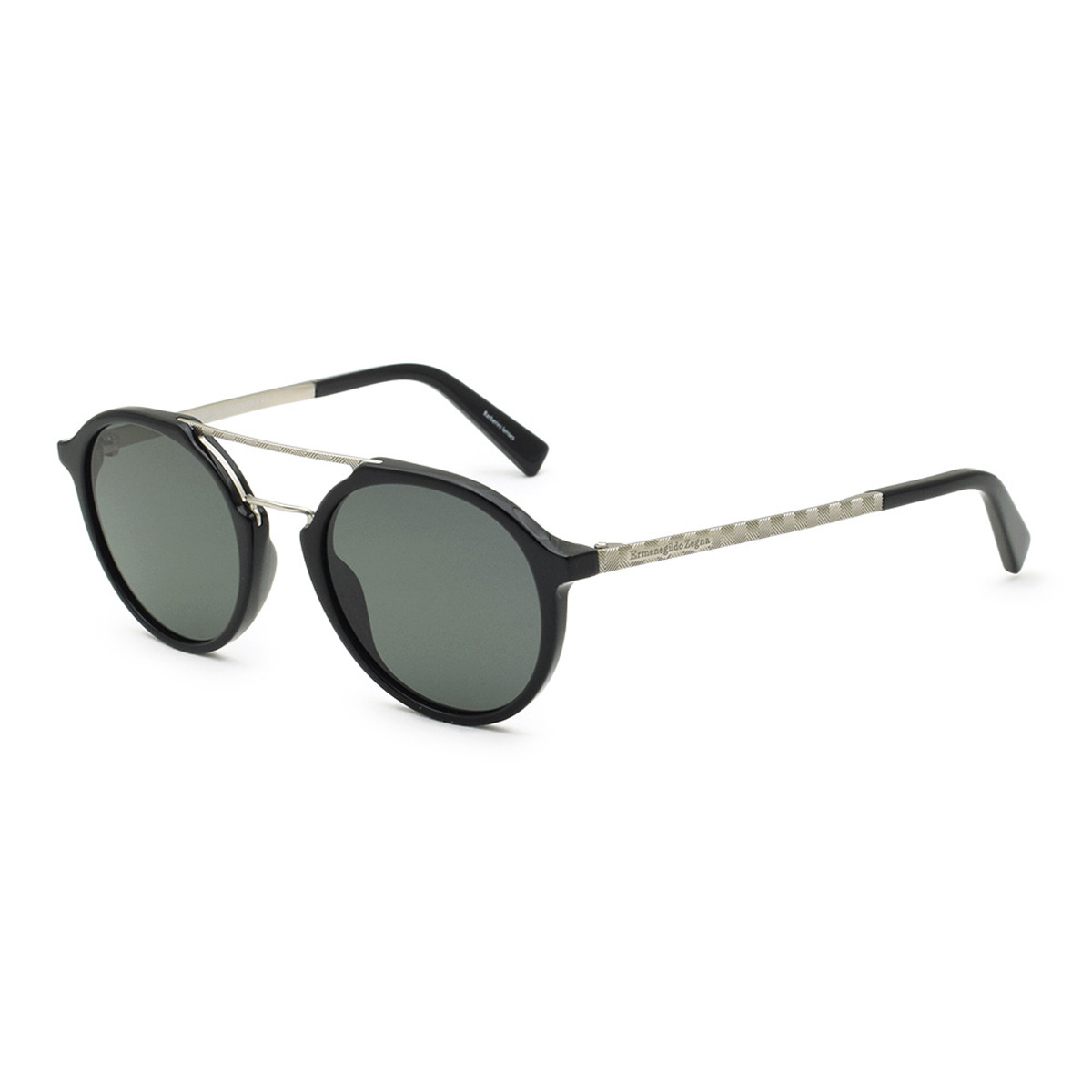 ゼニア ZEGNA サングラス グローバルモデル UVカット アイウェア ラウンド EZ0070/S 01A 50 Ermenegildo Zegna エルメネジルド・ゼニア メンズ ブラック+マットシルバー+グレー｜Salada Bowl-おしゃれブランド通販