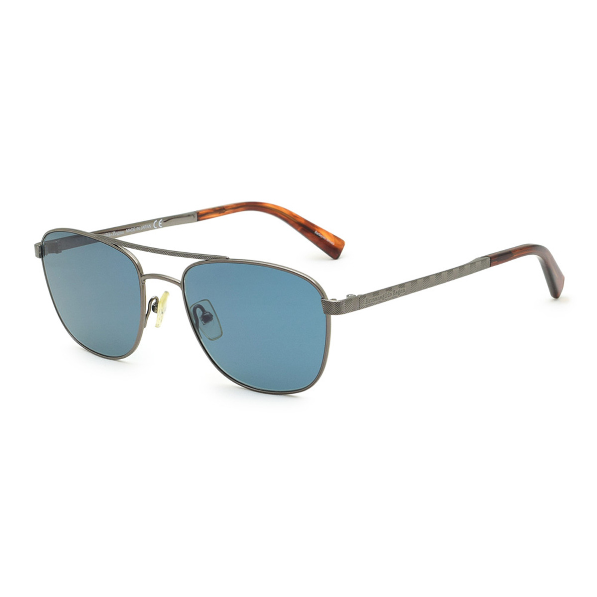 ゼニア ZEGNA エルメネジルド・ゼニア サングラス ノーズパッド UVカット アイウェア ウェリントン EZ0071/S 12V 55 メンズ ガンメタル+ブルー 海外正規品