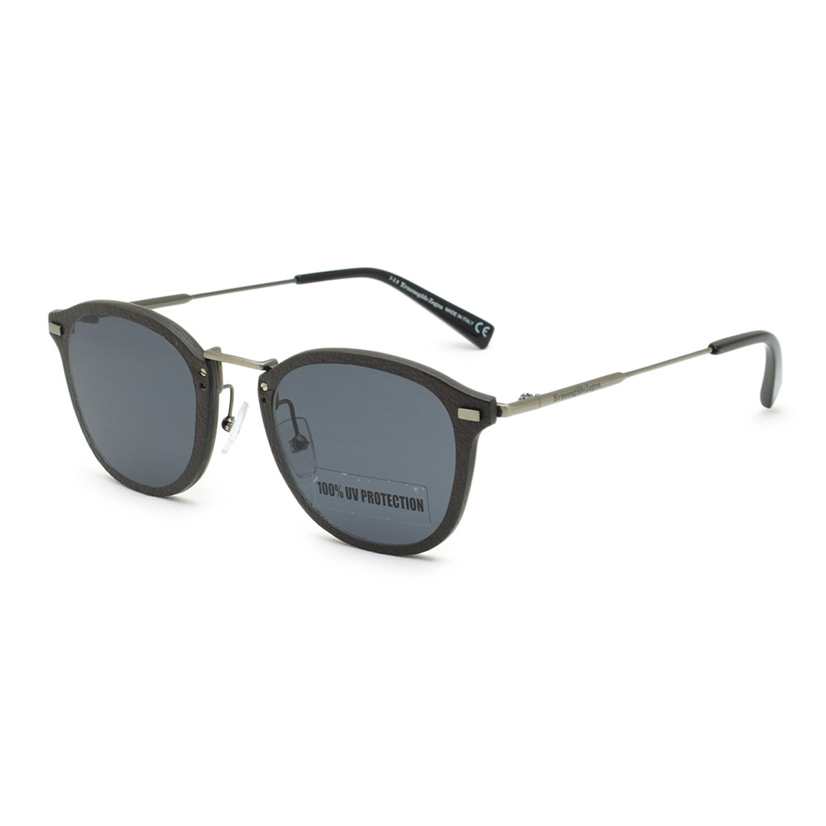 ゼニア ZEGNA サングラス ノーズパッド UVカット アイウェア フォックス EZ0097-D/S 08A 62 メンズ ダークブラウン+ルテニウム+ネイビーグレー