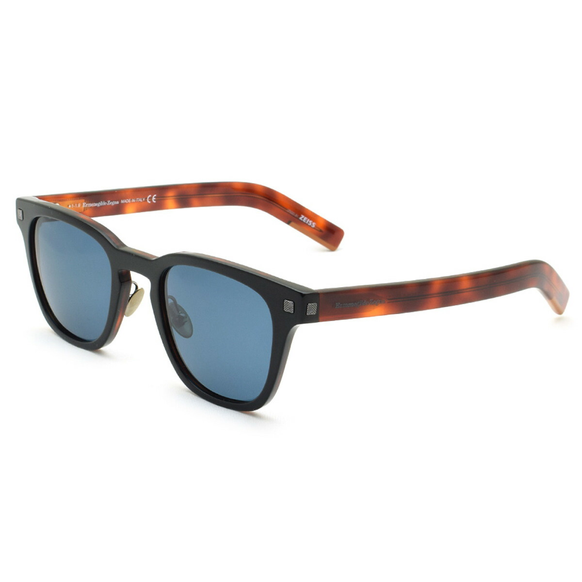 ゼニア ZEGNA サングラス ノーズパッド UVカット アイウェア ウェリントン EZ0125 F/S 05V 51 メンズ ブラック+ハバナ+ブルーグレー｜Salada Bowl-おしゃれブランド通販