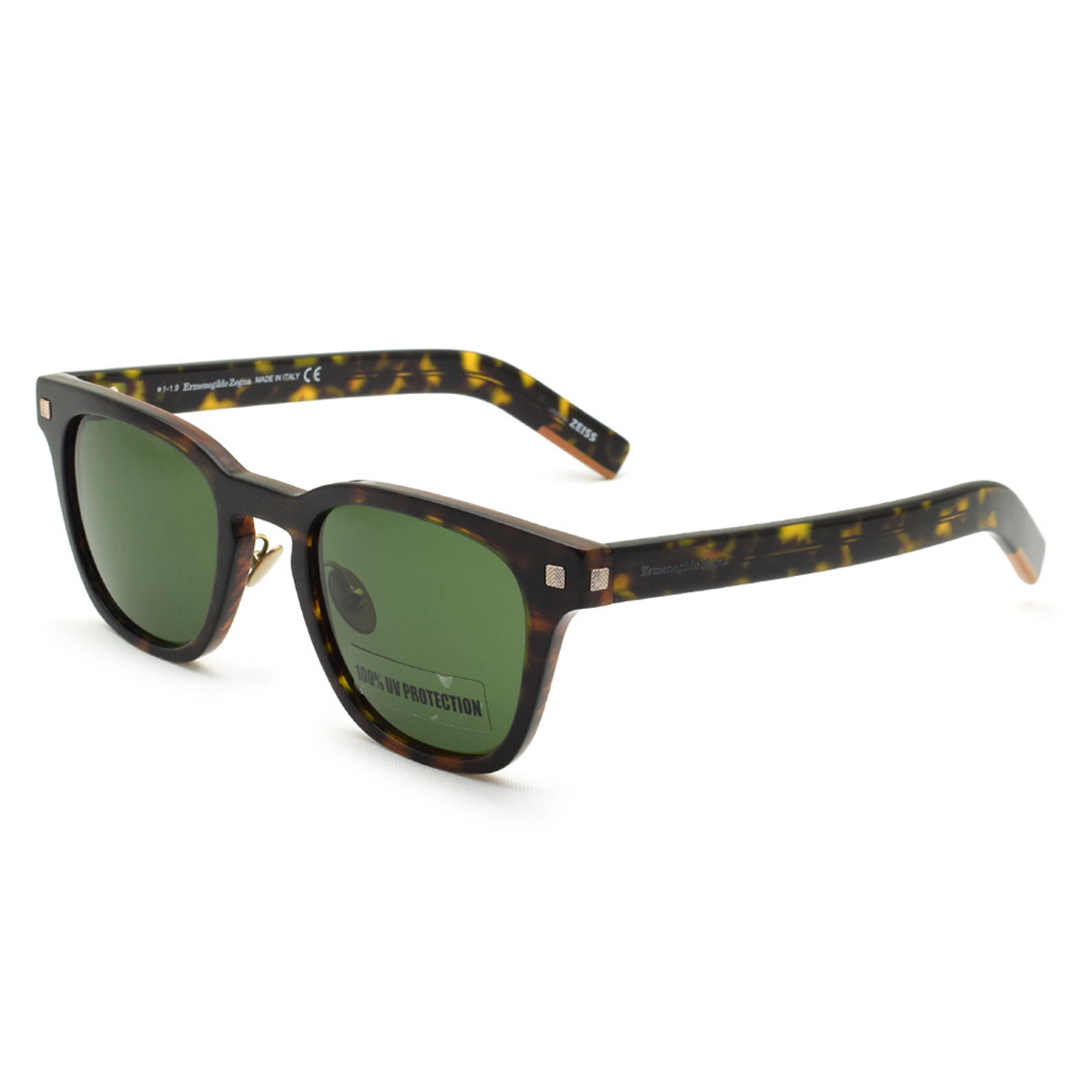 ゼニア ZEGNA サングラス ノーズパッド UVカット アイウェア ウェリントン EZ0125 F/S 47N 51 メンズ ハバナ+グリーン|Salada Bowl-おしゃれブランド通販