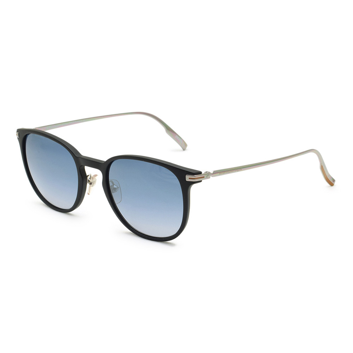 ゼニア ZEGNA サングラス ノーズパッド UVカット アイウェア ウェリントン EZ0136/S 02X 54 メンズ ブラック+シルバー+ブルーグラデーション