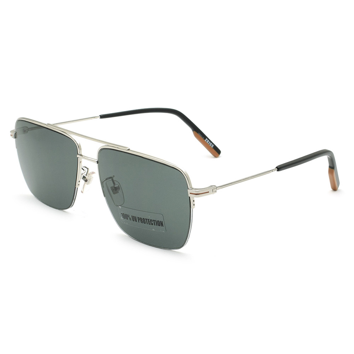 ゼニア ZEGNA サングラス アイウェア ノーズパッド UVカット EZ0148-D/S 16A 62 ティアドロップ型 スクエア型 メンズ レディース ユニセックス シルバー+ブルーグリーン+グレー