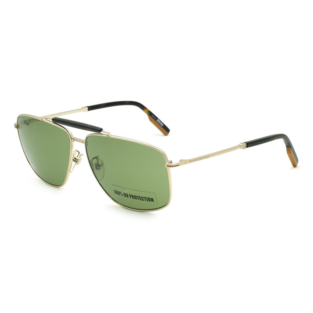 ゼニア ZEGNA サングラス ノーズパッド UVカット アイウェア ウェリントン EZ0160-D/S 32N 62 メンズ ゴールド+グリーン