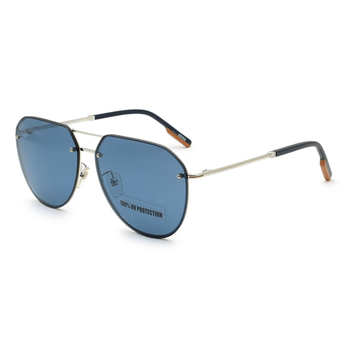 ゼニア ZEGNA サングラス アイウェア ノーズパッド UVカット EZ0179-D/S 16X 63 アビエーター型 メンズ レディース ユニセックス シルバー+ブルー