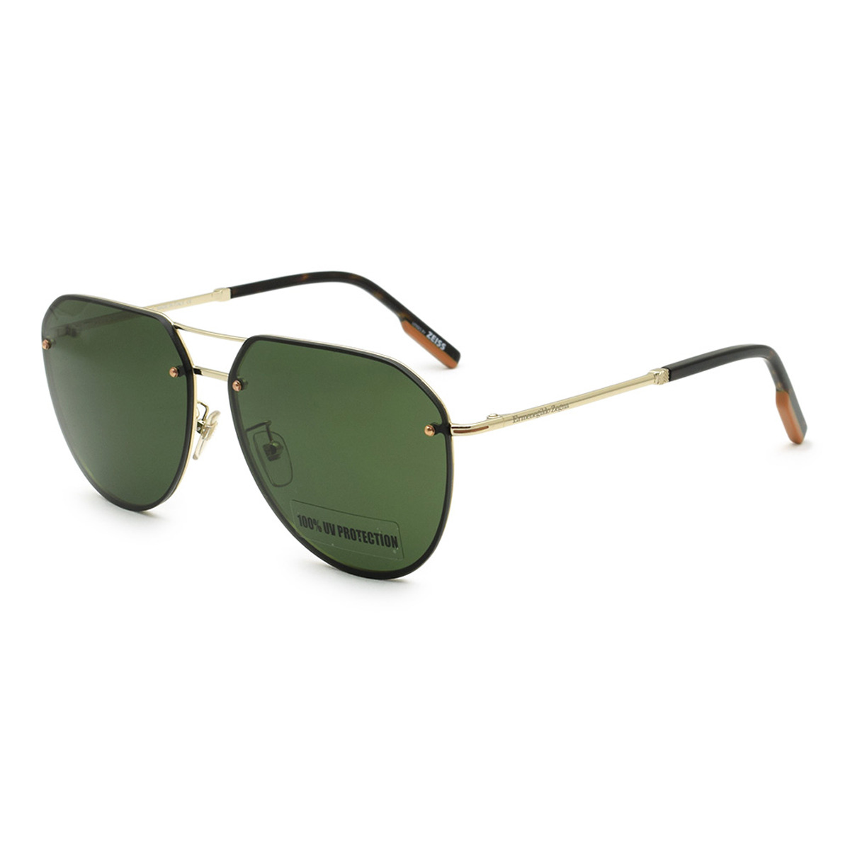 ゼニア ZEGNA サングラス アイウェア ノーズパッド UVカット EZ0179-D/S 32N 63 アビエーター型 メンズ レディース ユニセックス ゴールド+グリーン｜Salada Bowl-おしゃれブランド通販