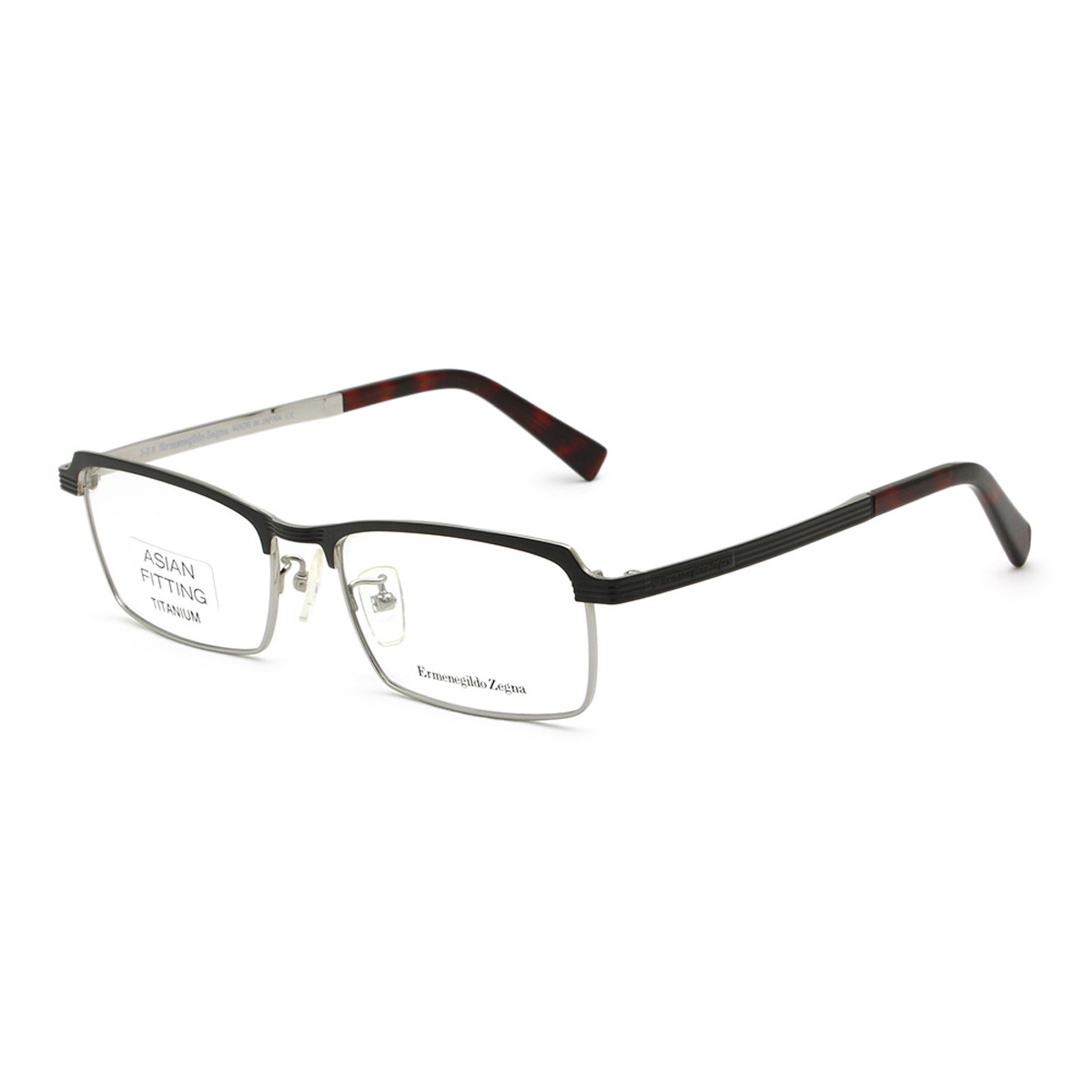 ゼニア ZEGNA エルメネジルド・ゼニア 眼鏡 メガネ 屋台骨のみ アジアン相応う EZ5093-D/V 009 55 アイウェア 四角い メンズ レディース ユニ一発やる 黒いこと+しろがね色 眼鏡・サングラス-バッグ・小物・ブランド雑貨-眼鏡