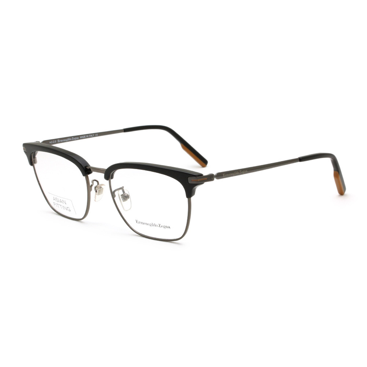 ゼニア ZEGNA エルメネジルド・ゼニア メガネ 眼鏡 フレームのみ アジアンフィット EZ5191-D/V 001 54 アイウェア サーモント ブロー メンズ レディース ユニセックス ブラック+ガンメタル