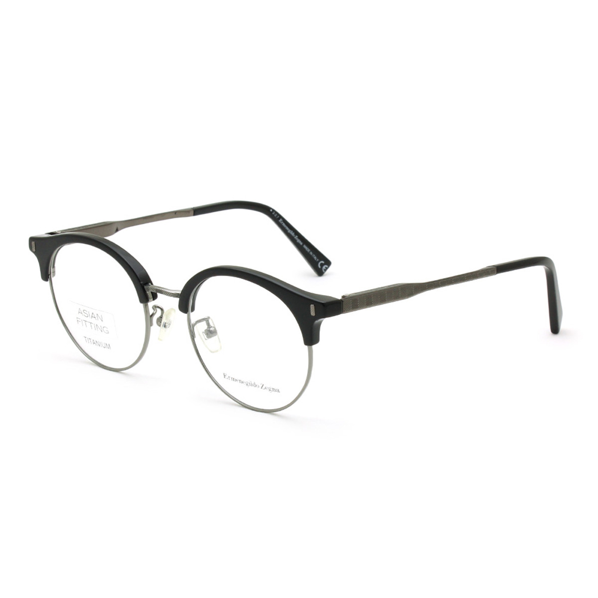 ゼニア ZEGNA エルメネジルド・ゼニア 眼鏡 メガネ 屋台骨のみ EZ5111-D/V 001 50 アジアン相応う アイウェア サーモント（ブロウ） メンズ レディース ユニ一発やる 黒いこと+しろがね色+鉄砲金属元素 眼鏡・サングラス-眼鏡-バッグ・小物・ブランド雑貨