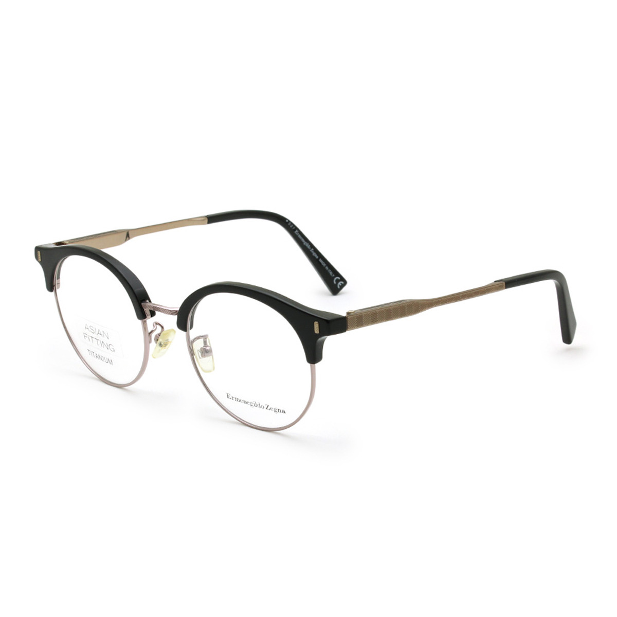 ゼニア ZEGNA エルメネジルド・ゼニア メガネ 眼鏡 フレームのみ EZ5111-D/V 055 50 アジアンフィット アイウェア サーモント（ブロウ）メンズ レディース ユニセックス ローズシルバー+ローズゴールド+ブラック