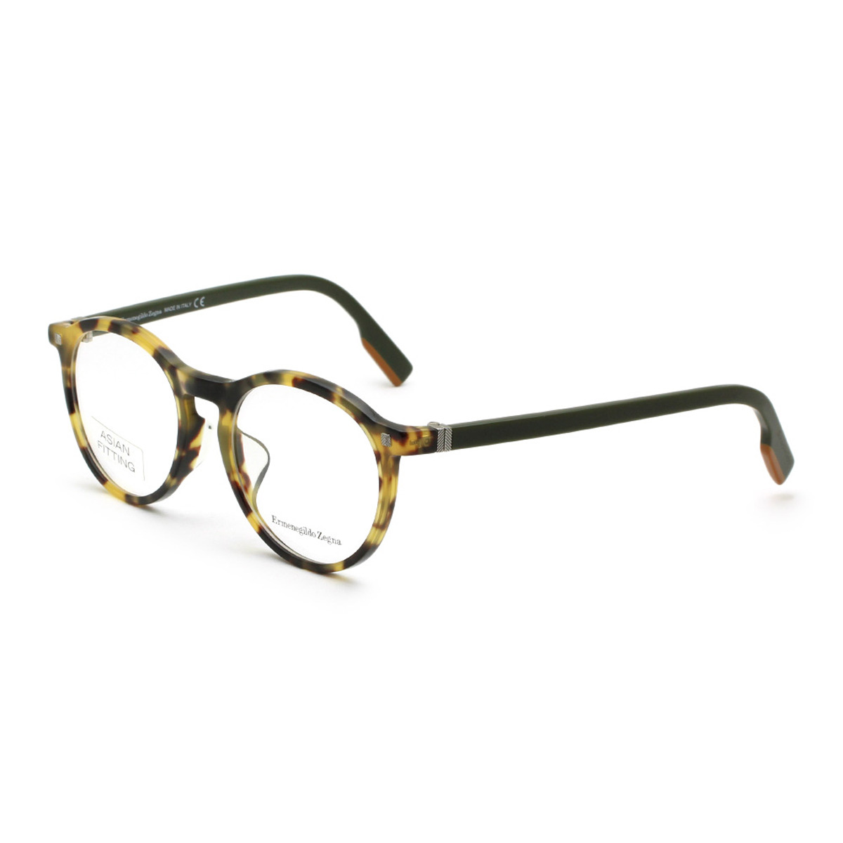 ゼニア ZEGNA エルメネジルド・ゼニア メガネ 眼鏡 フレームのみ EZ5122-F/V 055 53 アジアンフィット アイウェア ボストン メンズ レディース ユニセックス イエローハバナ+オリーブグリーン+キャメル+シルバー