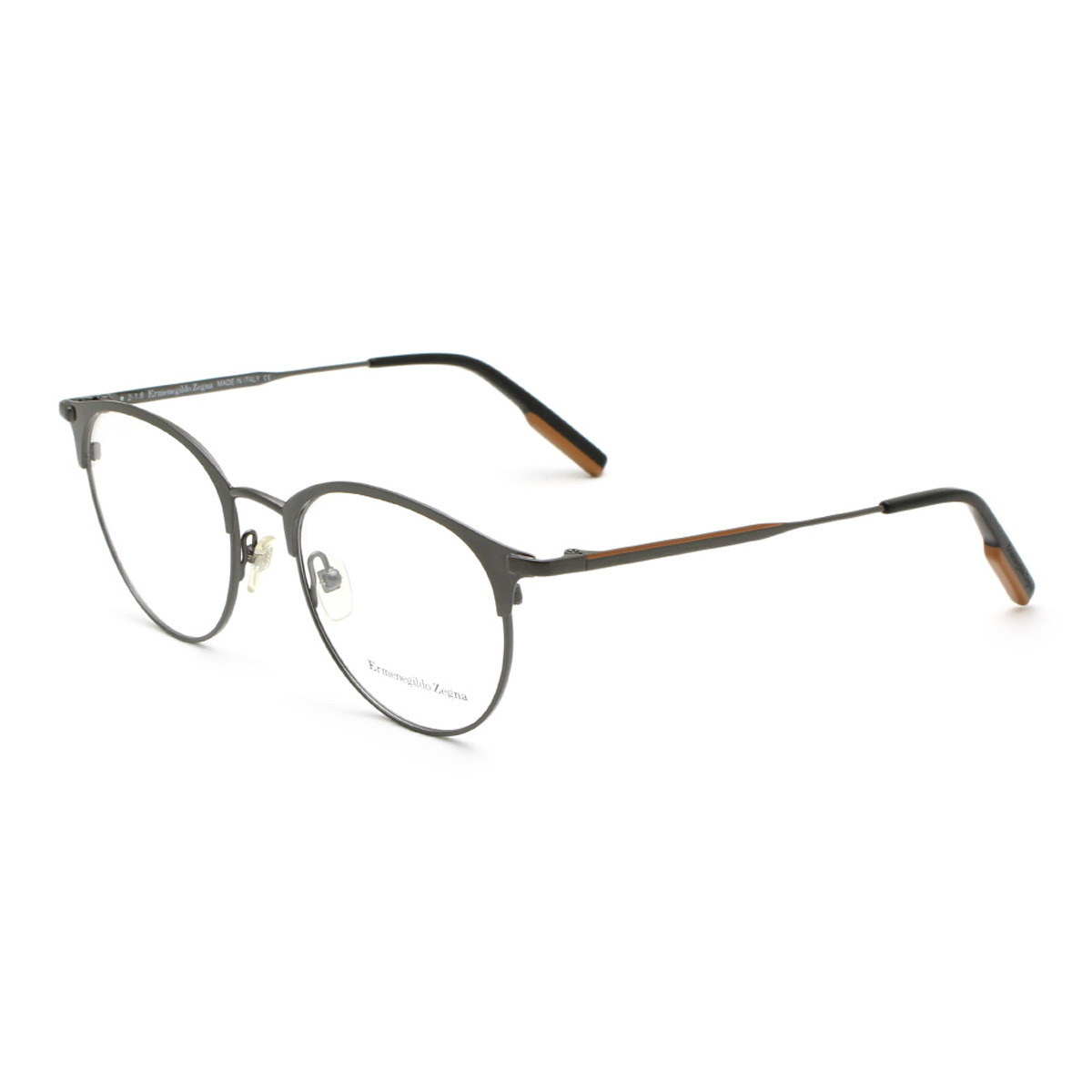 ゼニア ZEGNA エルメネジルド・ゼニア メガネ 眼鏡 フレームのみ EZ5141/V 012 51 アイウェア ボストン メンズ レディース ユニセックス サテンガンメタル+ガンメタル+キャメル+ブラック