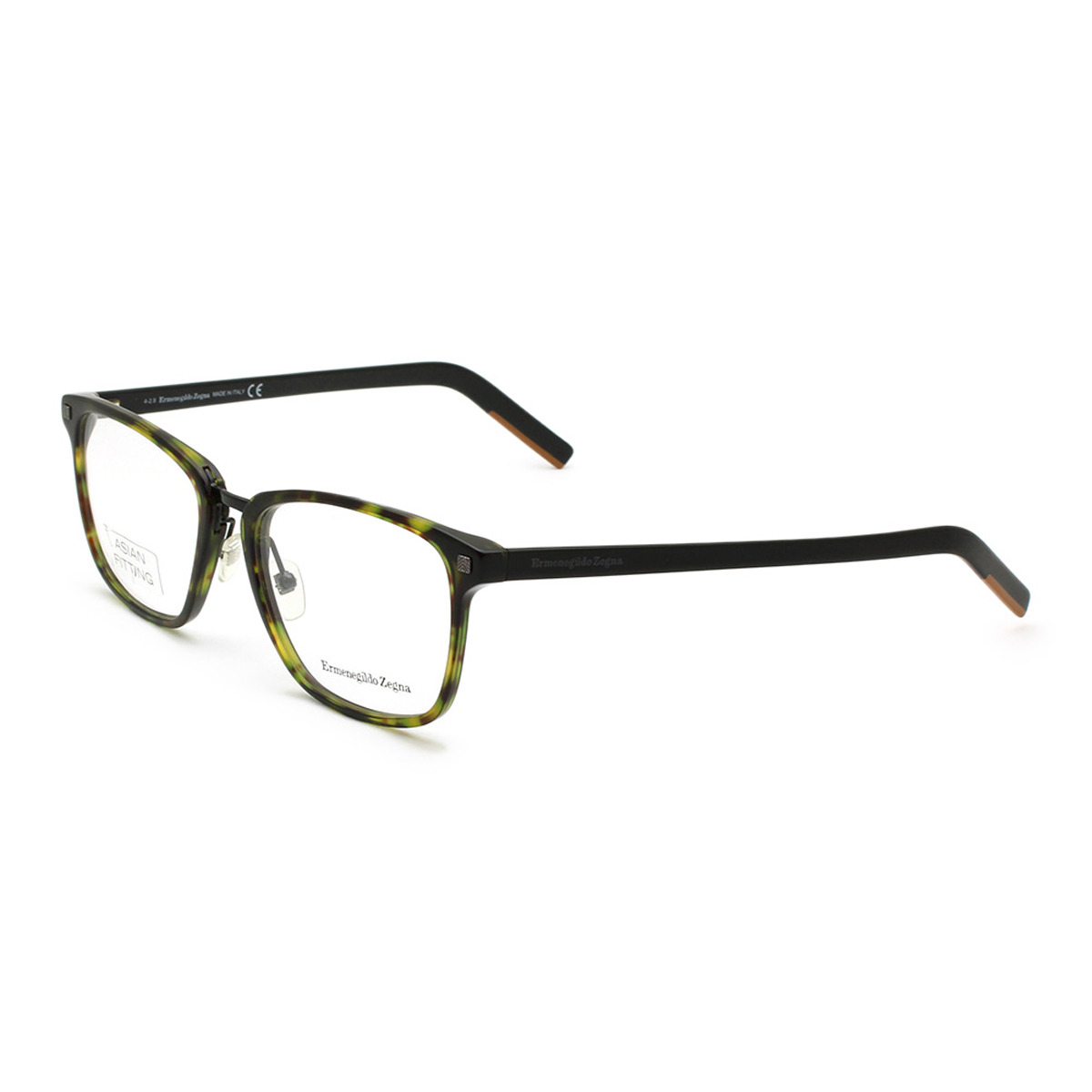 ゼニア ZEGNA エルメネジルド・ゼニア メガネ 眼鏡 フレームのみ EZ5175-D/V 056 55 アイウェア アジアンフィット ウェリントン メンズ レディース ユニセックス グリーンイエローハバナ+ブラック+キャメル