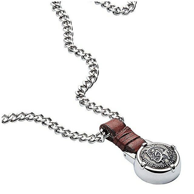 好評 ディーゼル Diesel Dx レザー チェーン メンズ ネックレス ペンダント ブレイブマン モヒカン シルバー ブラウン アクセサリー ステンレス ブランド 革 プレート ジーンズ 本革 チャーム チェーン レザー 代 30代 40代 ギフト プレゼント バレンタイン