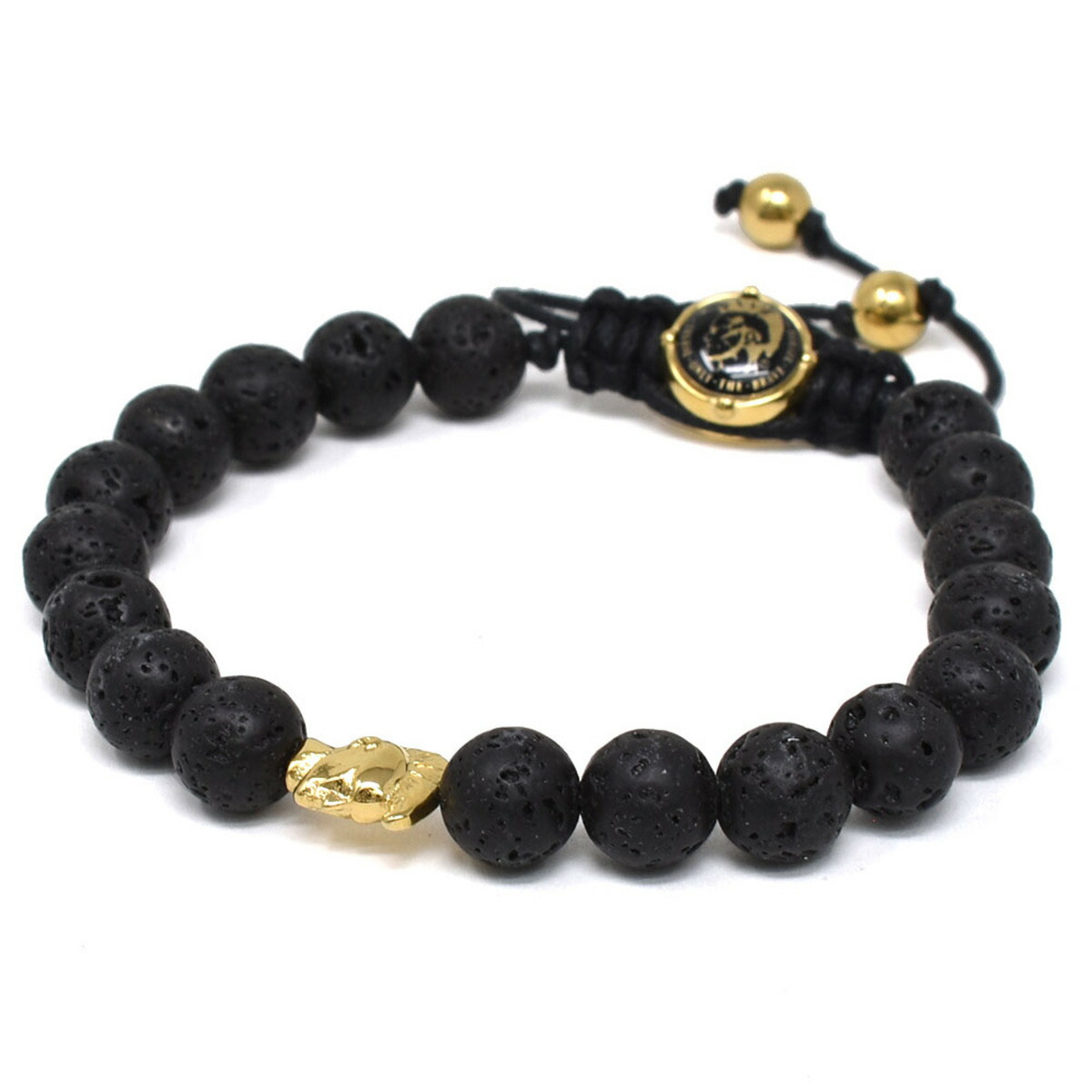 ディーゼル DIESEL ブレスレット DX1069710 LAVA ブレイブマン 天然石 数珠 ブレス メンズ アクセサリー ブラック＋ゴールド