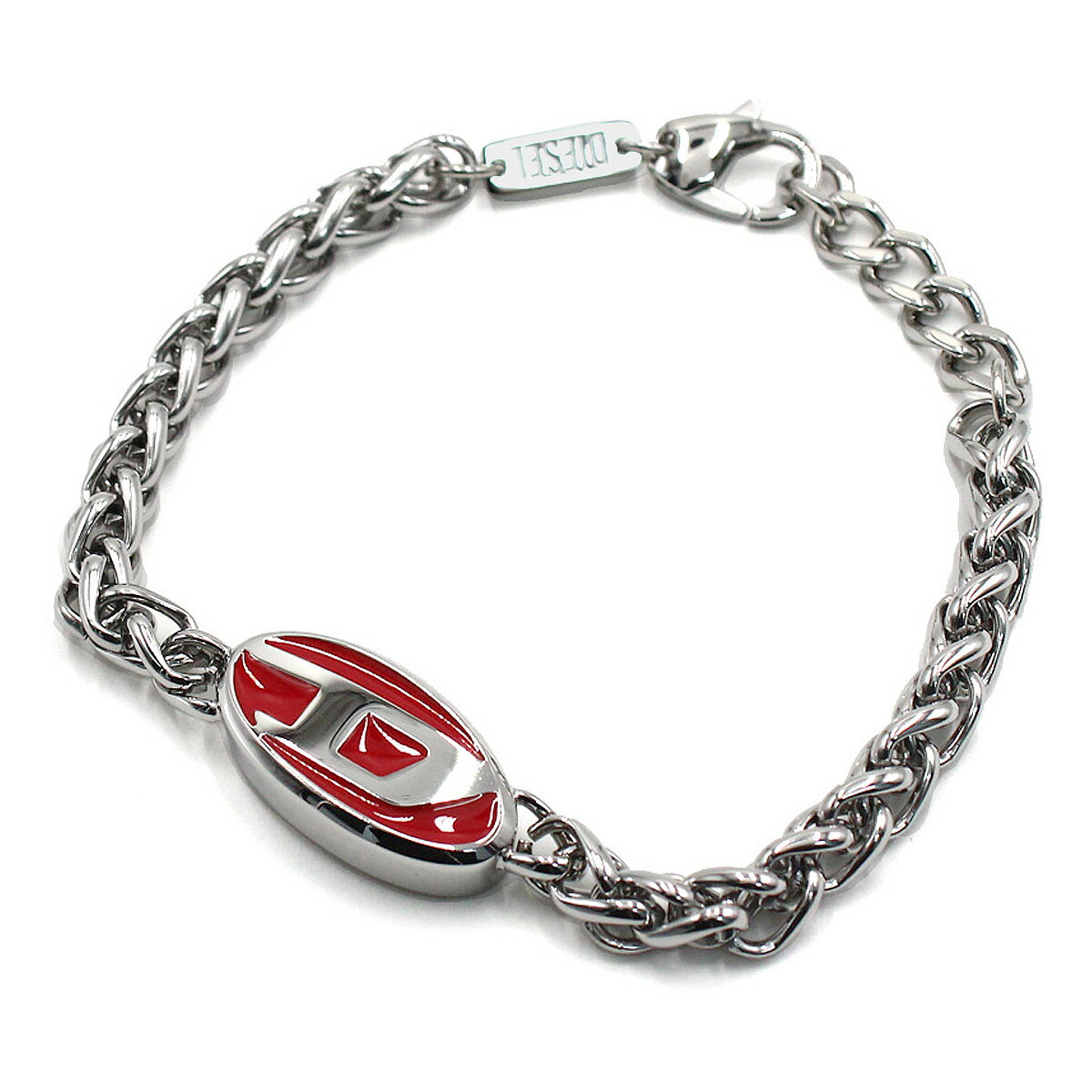 DIESEL ディーゼル アクセサリー ブレスレット チェーンブレスレット DX1445040 メンズ シルバー+レッド