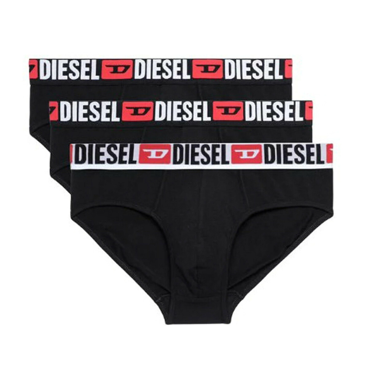 ディーゼル DIESEL ブリーフ ビキニ 綿織物 ロゴタイプ 3枚組 書き割り 成人男性用 下着類 00SH050DDAI E3784 メンズ 黒いこと+白いこと