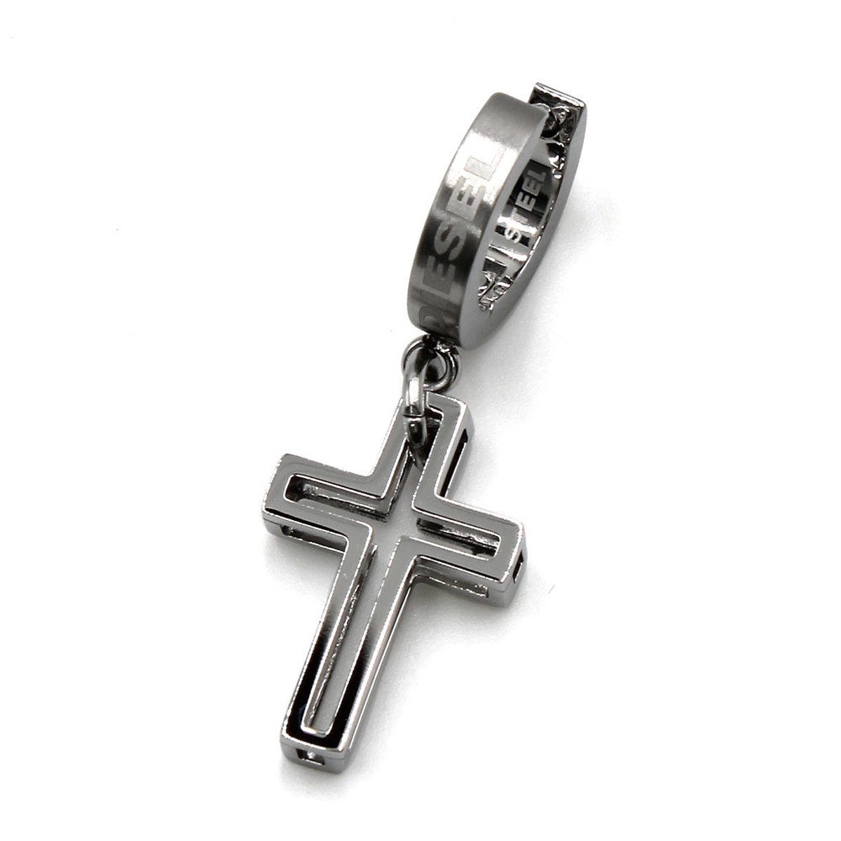 ディーゼル DIESEL 付属品 ピアス earrings DX1333040 シングルピアス 片耳用 差し交わす はりつけ台 フープピアス 輪っかピアス メンズ レディース ユニ一発やる しろがね色