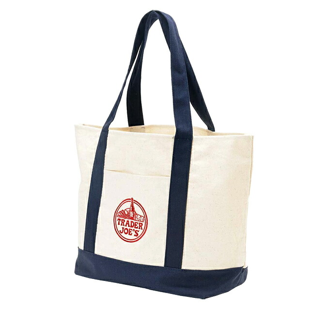 Trader Jaws Joe S Canvas Tote Bag Eco Ping Shoulder White Navy Dark Blue Red Back San Francisco