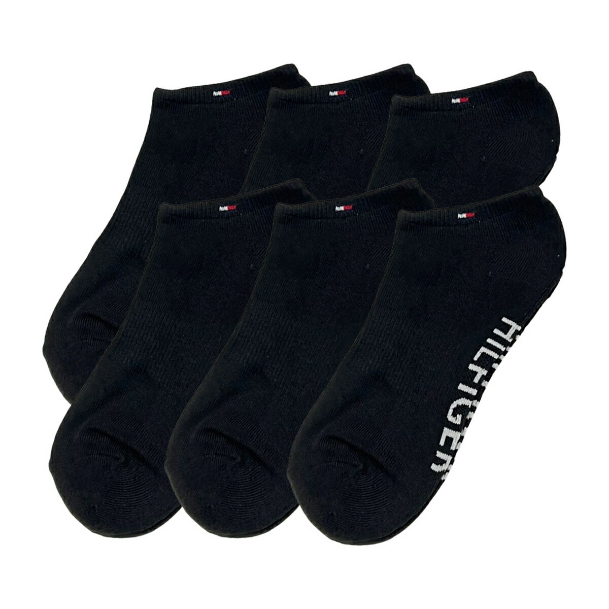 トミーヒルフィガー TOMMY HILFIGER ソックス アンクル丈 くるぶし 6足組 セット アソート ロゴ ワンポイント 通学 スポーツ TVM221NS04 002 メンズ ブラック