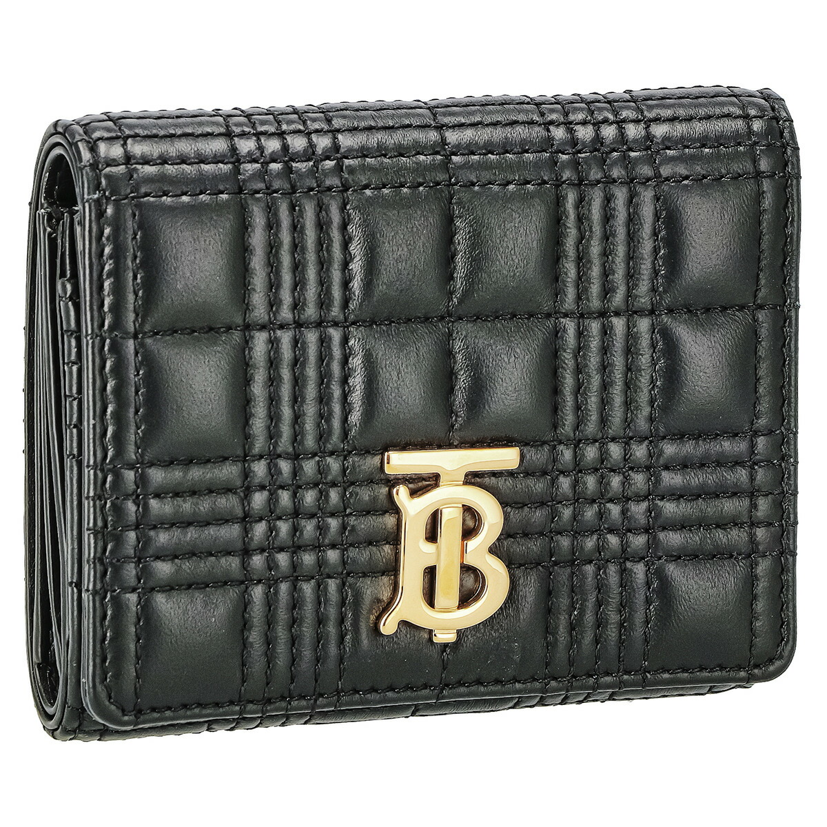 バーバリー 三つ折り財布 型押し レザー コンパクト 黒 BURBERRY バーバリー 3つ折り財布 コンパクト ウォレット クロコ