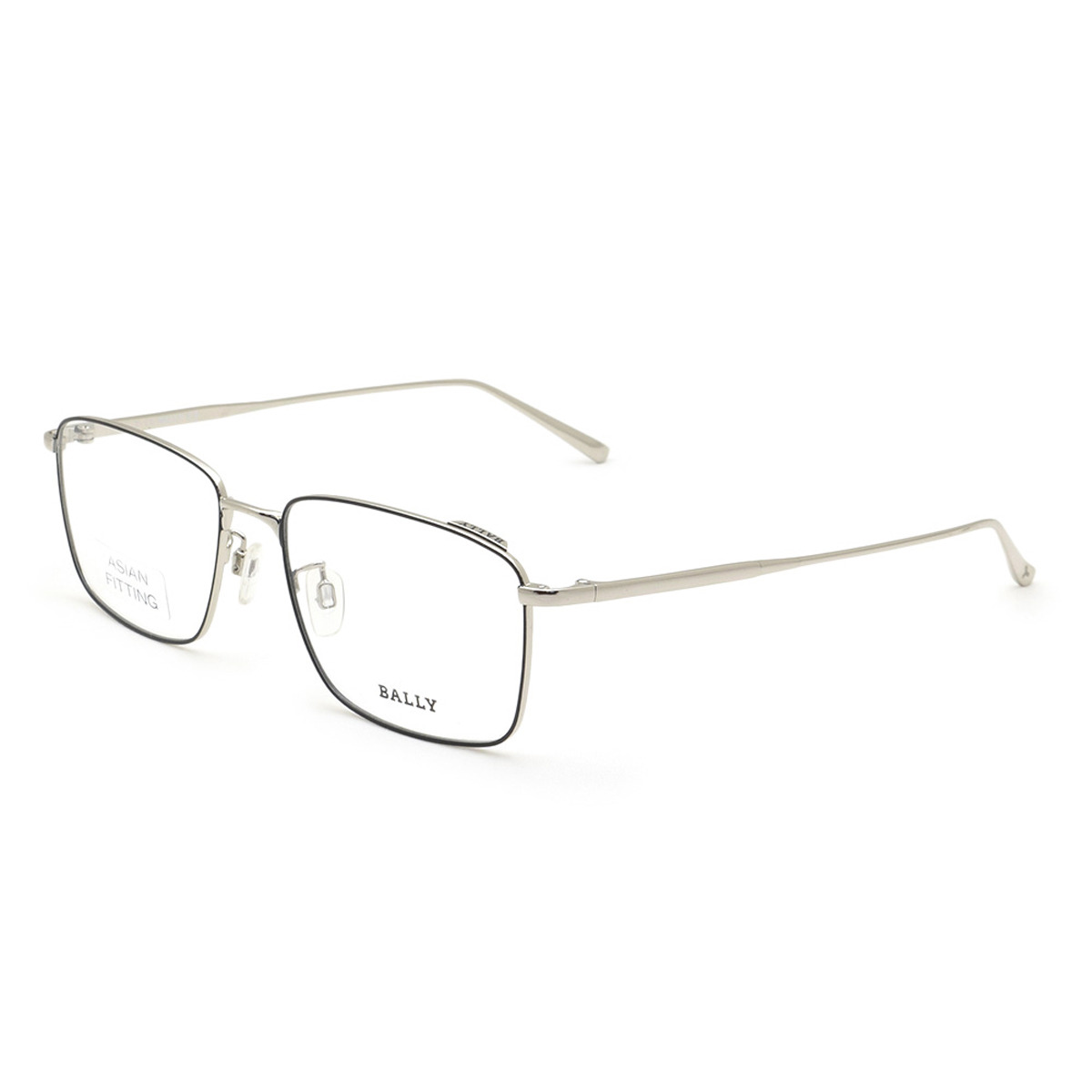 バリー BALLY フレーム メガネ 眼鏡 フレームのみ ノーズパッド BY5027D/V-016-55 アイウェア EYEWEAR スクエア型 オプティカルフレーム メンズ マットブラック+シルバー