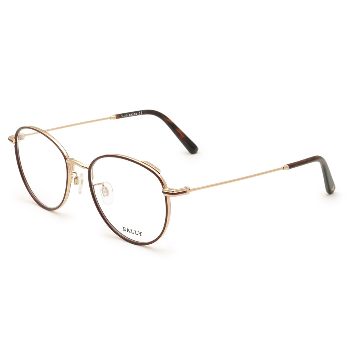 バリー BALLY フレーム メガネ 眼鏡 フレームのみ ノーズパッド BY5034H/V-071-52 アイウェア EYEWEAR ラウンド型 オプティカルフレーム メンズ レディース ユニセックス バーガンディ+ローズゴールド