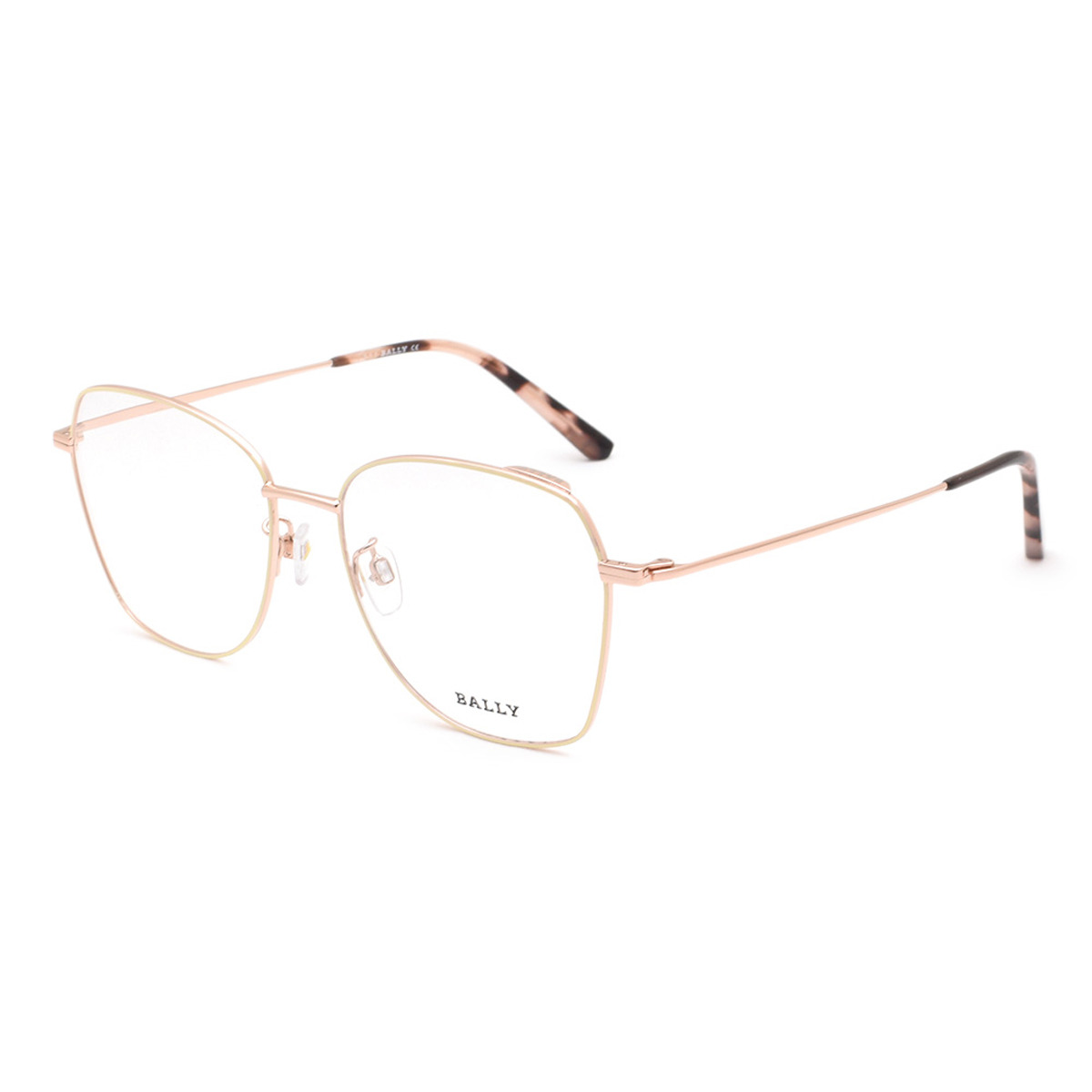 バリー BALLY フレーム メガネ 眼鏡 フレームのみ ノーズパッド BY5036H/V-005-54 アイウェア EYEWEAR スクエア型 オプティカルフレーム レディース ブラック+シルバー