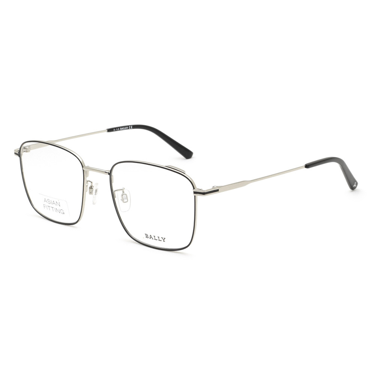 バリー BALLY フレーム メガネ 眼鏡 フレームのみ ノーズパッド BY5039D/V-005-54 アイウェア EYEWEAR スクエア型 オプティカルフレーム メンズ ブラック+シルバー