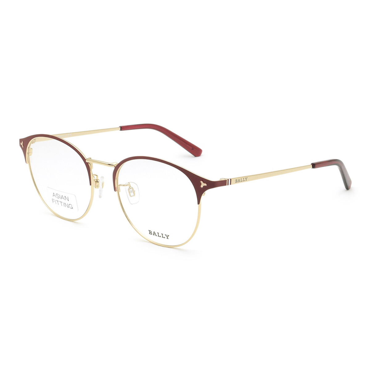 バリー BALLY フレーム メガネ 眼鏡 フレームのみ ノーズパッド BY5040D/V-071-52 アイウェア EYEWEAR ラウンド型 オプティカルフレーム メンズ レディース マットバーガンディ+ゴールド