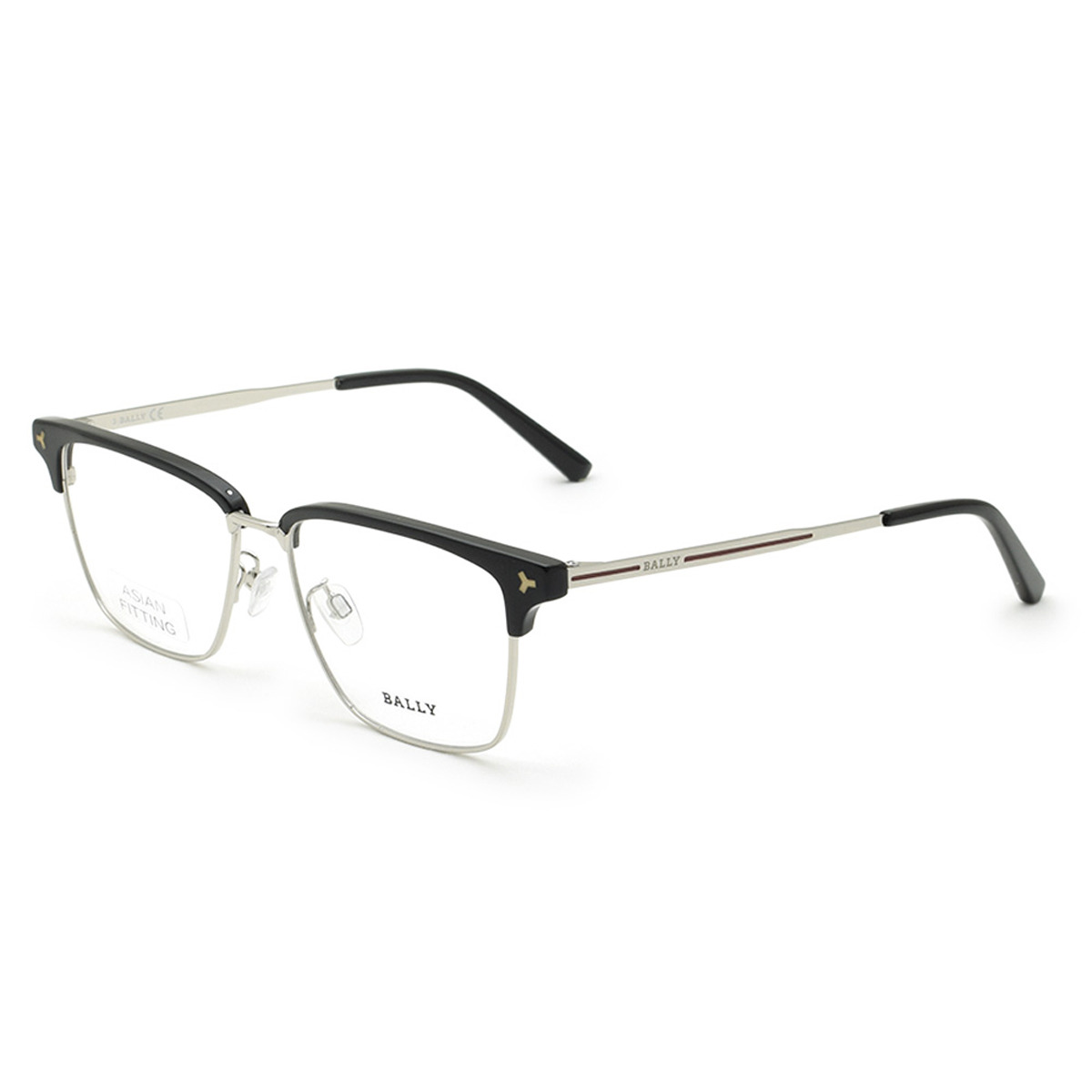 バリー BALLY フレーム メガネ 眼鏡 フレームのみ ノーズパッド BY5051-D/V 004 54 アイウェア EYEWEAR ブロー型 スクエア型 オプティカルフレーム メンズ レディース ユニセックス ブラック+シルバー