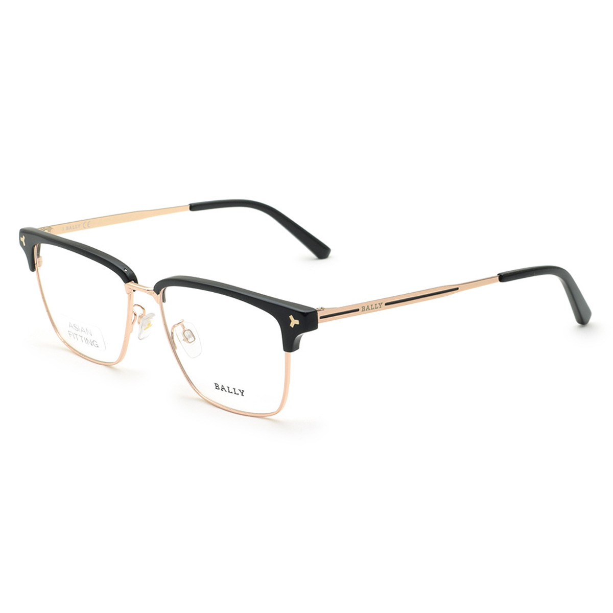バリー BALLY フレーム メガネ 眼鏡 フレームのみ ノーズパッド BY5051-D/V 005 54 アイウェア EYEWEAR ブロー型 スクエア型 オプティカルフレーム メンズ レディース ユニセックス ブラック+ローズゴールド