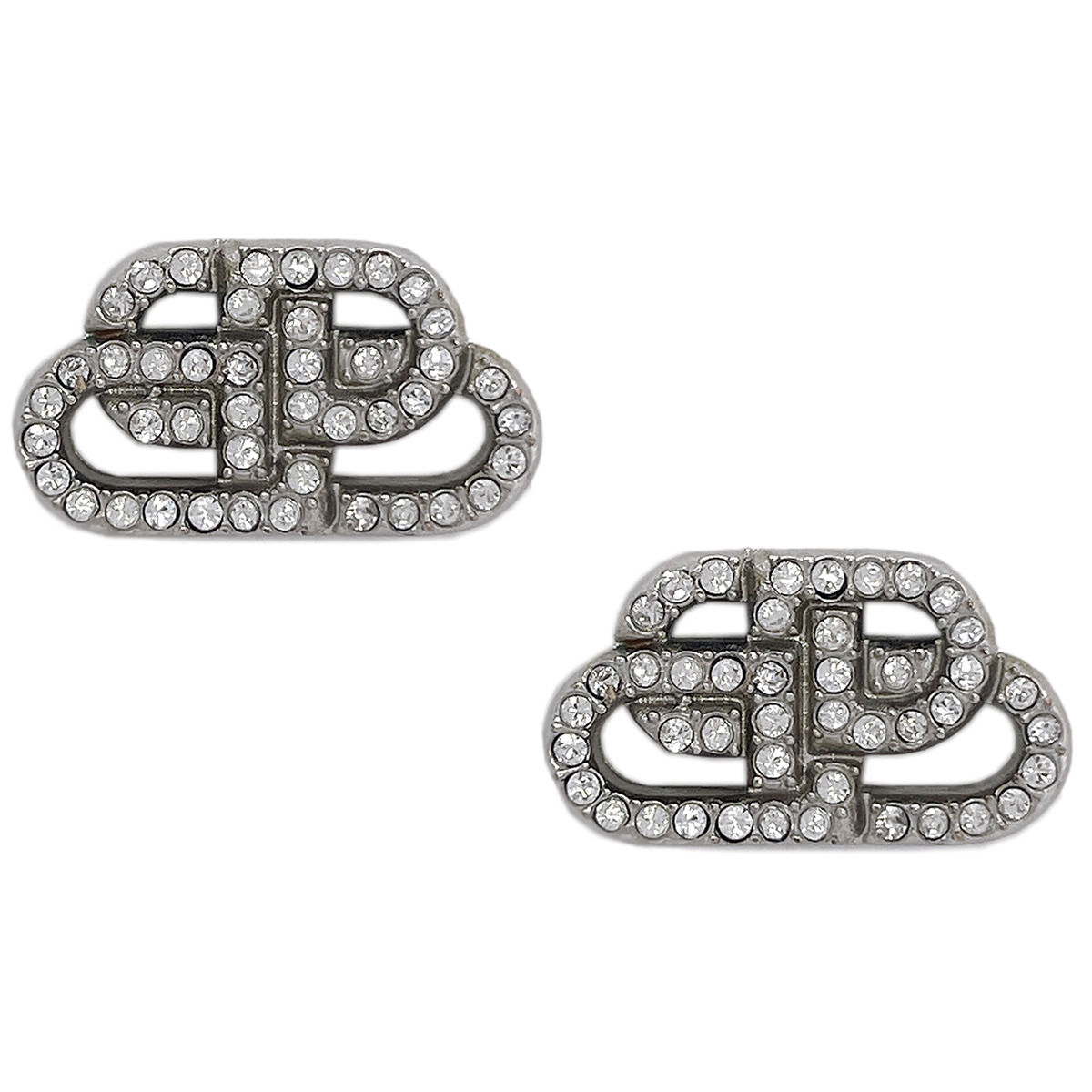 【新品未使用】BALENCIAGA BB XS STUD ピアス ホワイト 両耳 新品未使用】BALENCIAGA BB XS STUD ピアス ホワイト 両耳