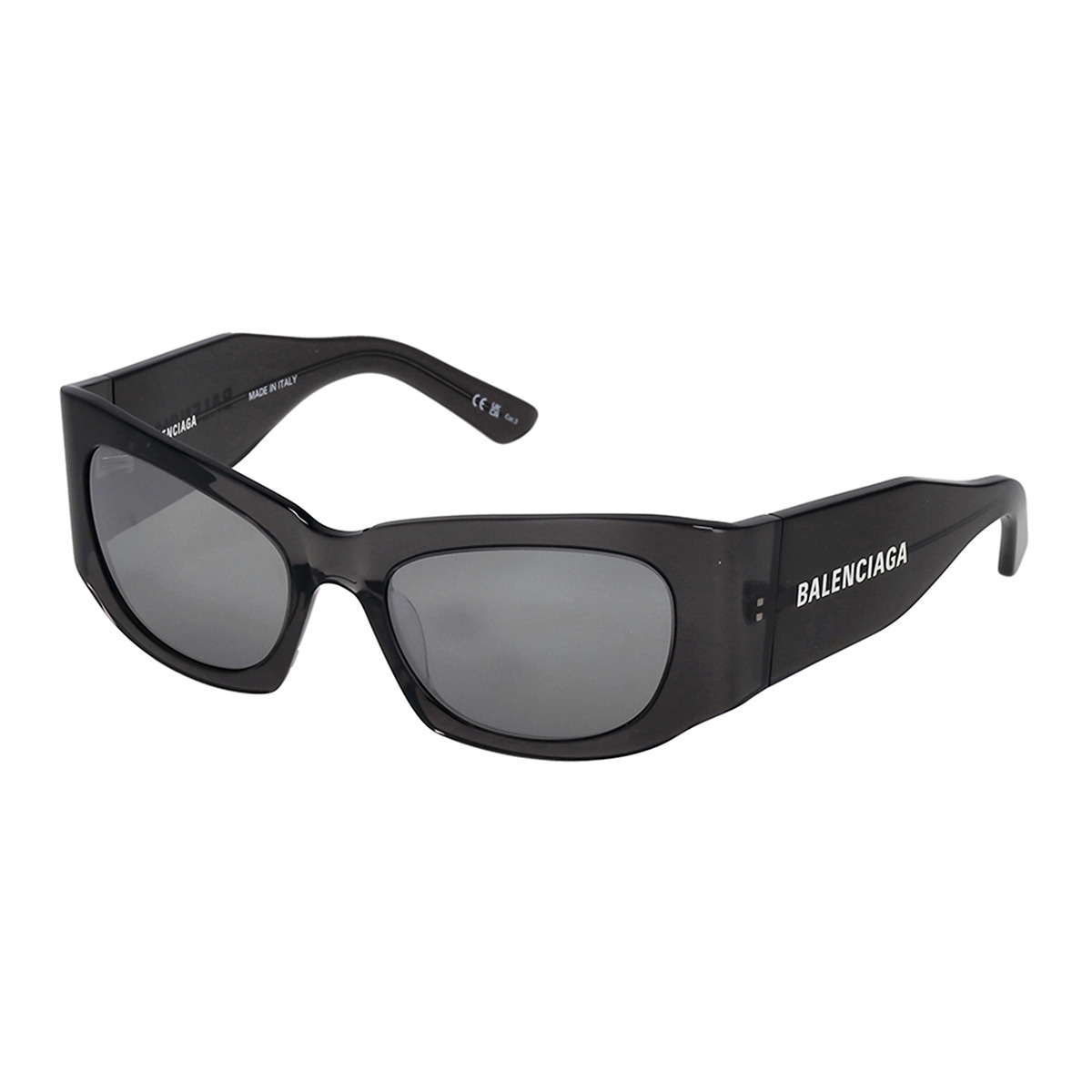 バレンシアガ BALENCIAGA サングラス アイウェア UVカット BB0327S-003 レクタングル型 フォックス型 レディース ブラック+グレー