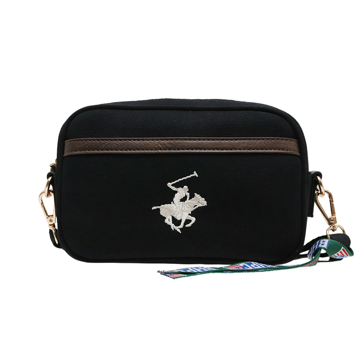 ビバリーヒルズ ポロ クラブ BEVERLY HILLS POLO CLUB バッグ ショルダーバッグ 斜めがけショルダーバッグ BH1009N 243904 BK/BK/WH キャンバスショルダーバッグ ブラック+ホワイト