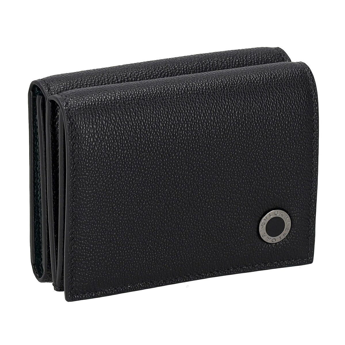 ブル小峡谷 BVLGARI 紙入れ 三つ折り紙入れ 折りたたみ紙入れ 御釣り入れ付き添い人 291681 ブルガリ・ブルガリ マン メンズ レディース ユニ一発やる 黒いこと+緑であること