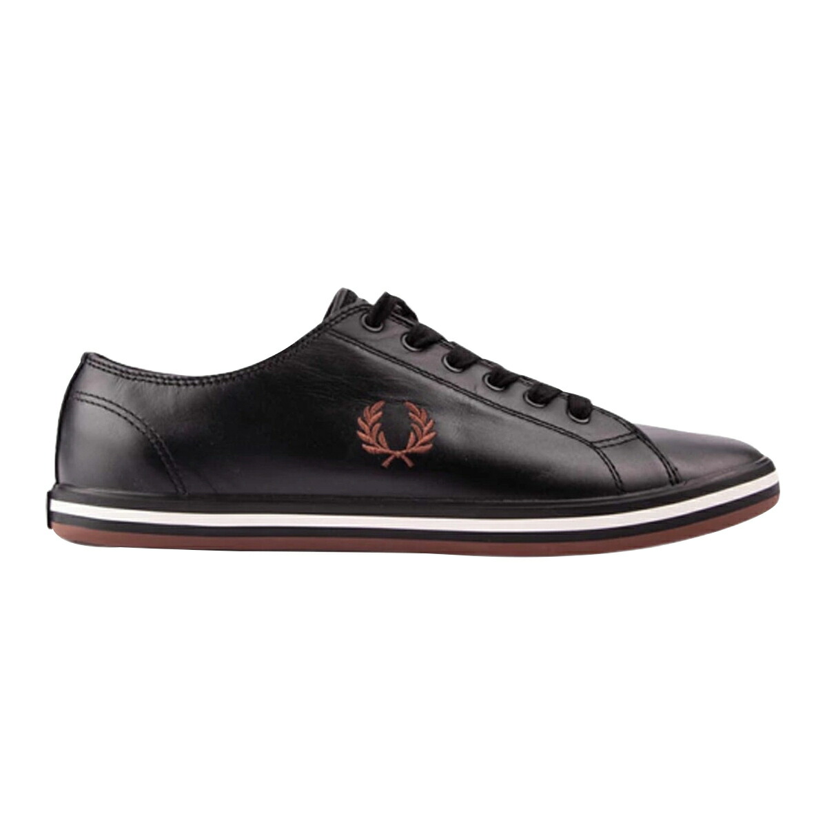 フレッドペリー FRED PERRY スニーカー 置き目とり捨てる シューズ 靴 キングストン なめし革 B4333 S76 メンズ 黒いこと+赤銅色
