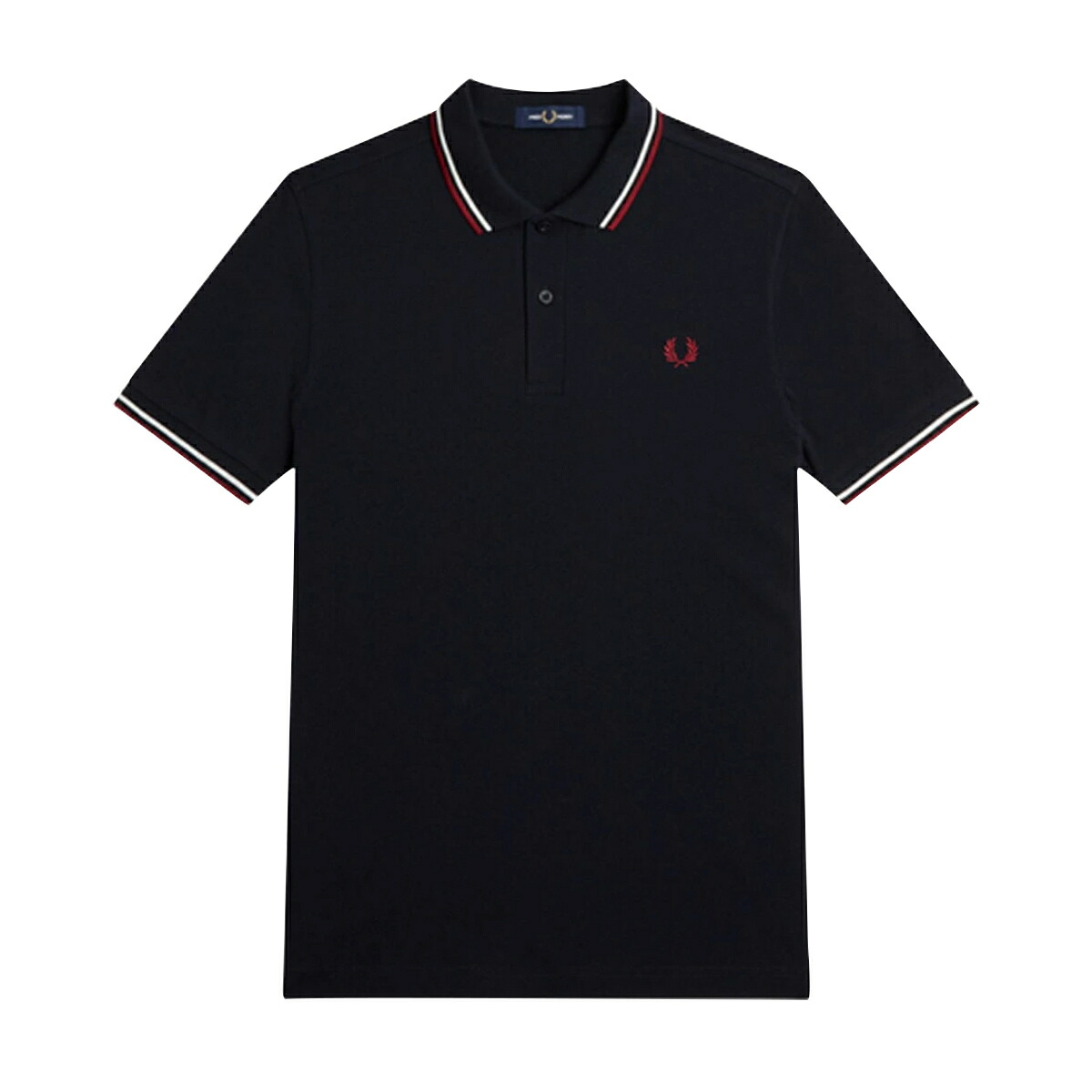フレッドペリー FRED PERRY ポロシャツ 半袖 ティップライン レギュラーフィット コットンピケ ロゴ 刺繍 定番 M3600 T55 メンズ レディース ユニセックス ネイビー+ホワイト+レッド