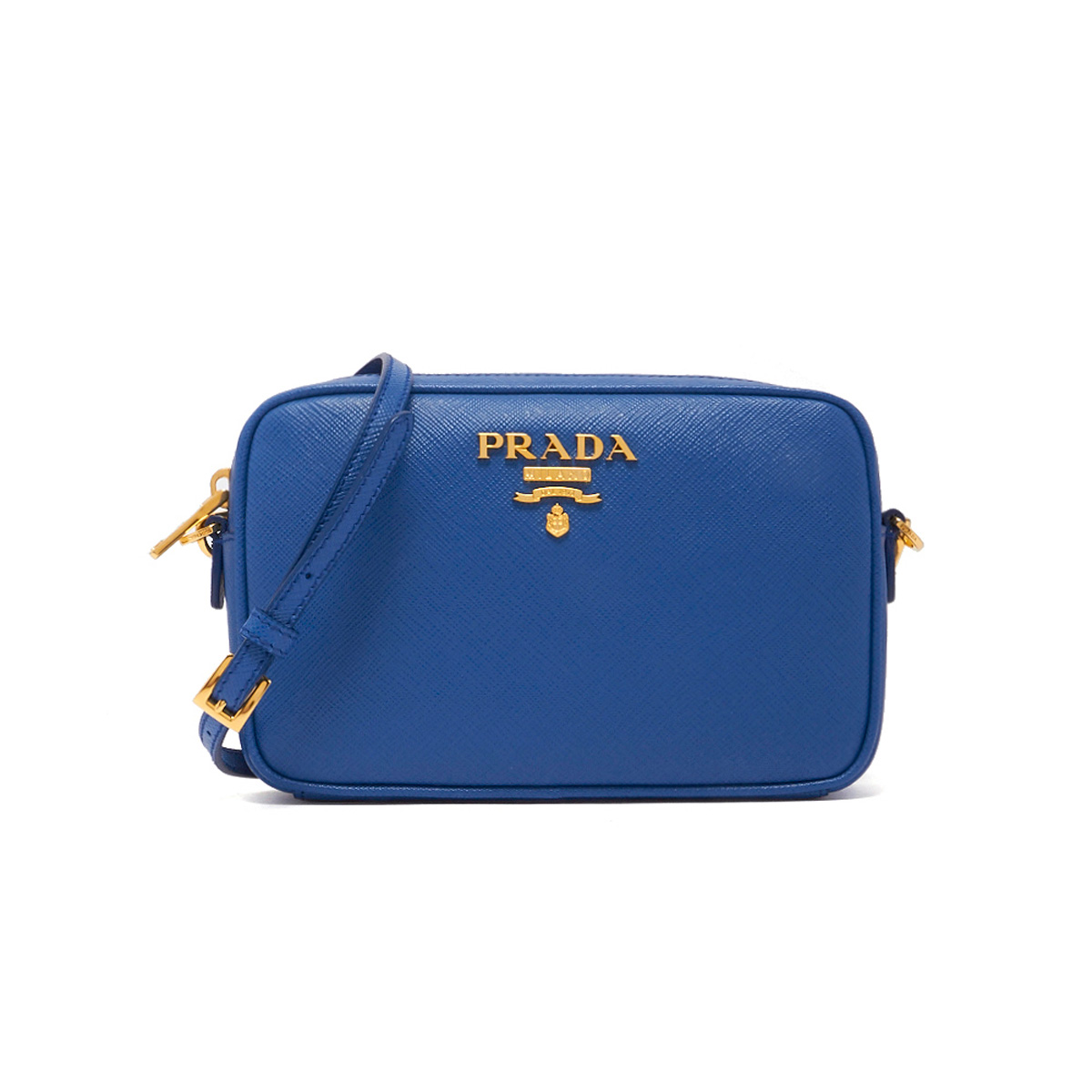 Prada Saffiano Leather Mini Shoulder Bag in Blue