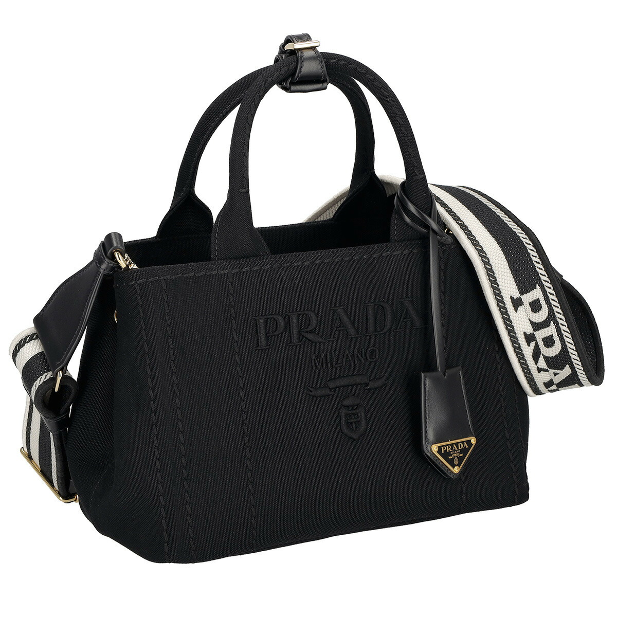 プラダ　PRADA カナパS　ミニトートバッグ　ハンドバッグ　ブラック　三角ロゴ n98 保存袋付 プラダ 三角ロゴ カナパ Sサイズ ブラック2way