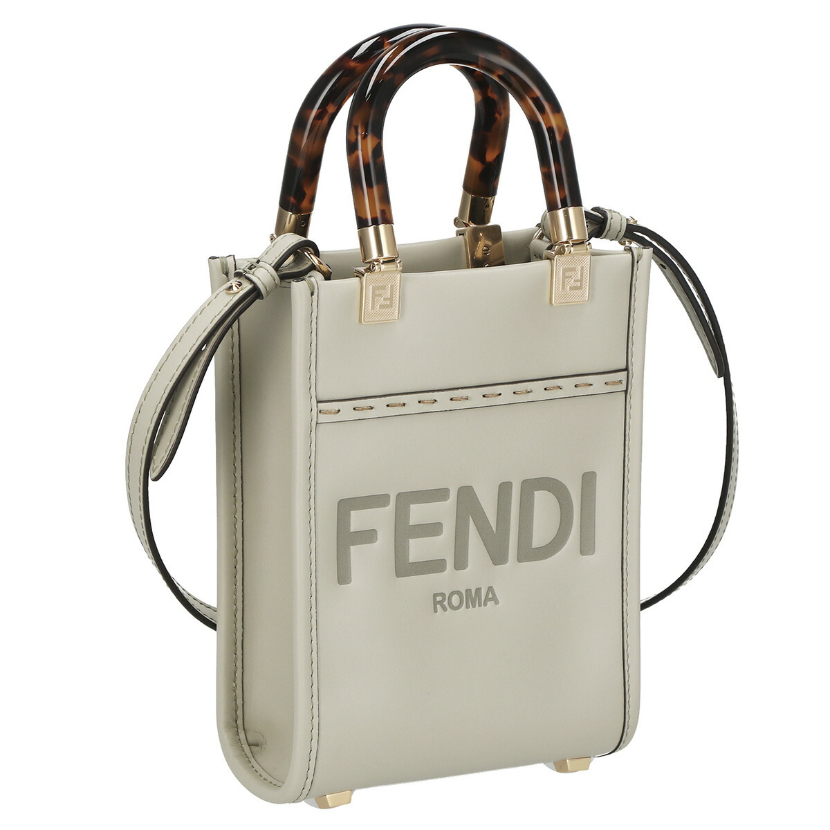 フェンディ FENDI 御徒面子 2WAY ハンドバック ショルダーバッグ 曲がったがけショルダーバッグ 8BS051-0ABVL F1K3B レディース しろがね色 本革 なめし革
