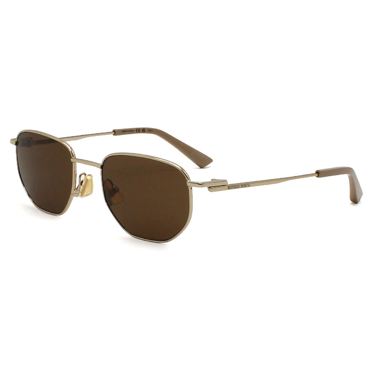 ボッテガヴェネタ BOTTEGA VENETA サングラス ノーズパット UVカット アイウェア ラウンド BV1301S-002 メンズ レディース ユニセックス ゴールド+ブラウン